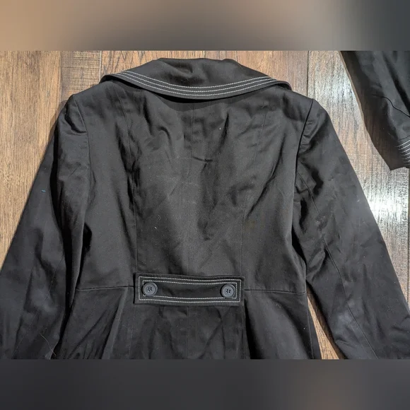 Jones New York Suit Women's Black Lab Coat & Skirt White Accent Size 4 Vintage - Picture 11 of 16